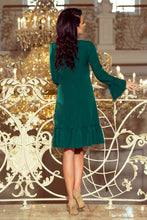 Load image into Gallery viewer, 226-1 PARI Dress with ruffles - dark green