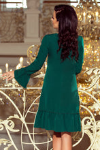 Load image into Gallery viewer, 226-1 PARI Dress with ruffles - dark green