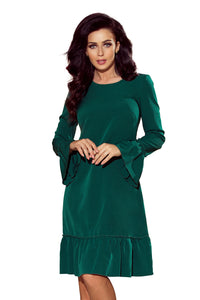 226-1 PARI Dress with ruffles - dark green