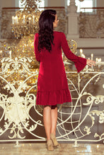Load image into Gallery viewer, Numoco 226-2 PARI Dress with ruffles - Burgundy color
