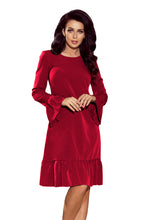 Load image into Gallery viewer, Numoco 226-2 PARI Dress with ruffles - Burgundy color