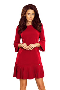 228-4 LUCY - pleated comfortable dress - burgundy