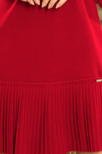 228-4 LUCY - pleated comfortable dress - burgundy