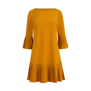 Numoco 228-7 LUCY - pleated comfortable dress - mustard color