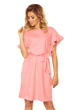 Load image into Gallery viewer, 229-1 ROSE dress with ruffles on the sleeves - pastel pink