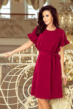 Load image into Gallery viewer, 229-2 ROSE dress with ruffles on the sleeves - burgundy color