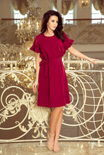 Load image into Gallery viewer, 229-2 ROSE dress with ruffles on the sleeves - burgundy color