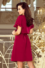 Load image into Gallery viewer, 229-2 ROSE dress with ruffles on the sleeves - burgundy color