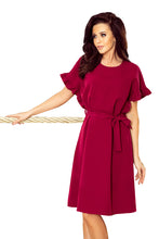 Load image into Gallery viewer, 229-2 ROSE dress with ruffles on the sleeves - burgundy color