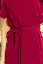 Load image into Gallery viewer, 229-2 ROSE dress with ruffles on the sleeves - burgundy color