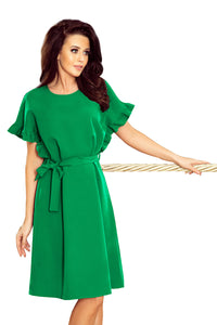 Numoco 229-3 ROSE dress with ruffles on the sleeves - green color