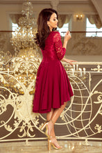 Load image into Gallery viewer, Numoco 231-1 OLIVIA - asymmetrical dress with lace - burgundy color