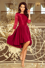 Load image into Gallery viewer, Numoco 231-1 OLIVIA - asymmetrical dress with lace - burgundy color