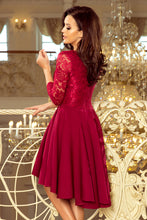 Load image into Gallery viewer, Numoco 231-1 OLIVIA - asymmetrical dress with lace - burgundy color