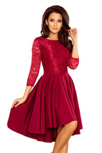 Load image into Gallery viewer, Numoco 231-1 OLIVIA - asymmetrical dress with lace - burgundy color