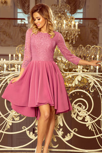231-2 OLIVIA - asymmetrical dress with lace - light purple