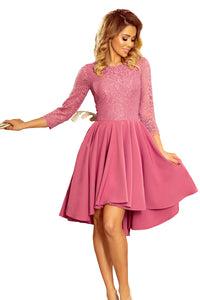 231-2 OLIVIA - asymmetrical dress with lace - light purple