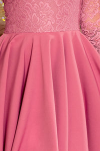 231-2 OLIVIA - asymmetrical dress with lace - light purple