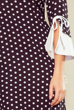 Load image into Gallery viewer, 232-1 GRACE dress with white sleeves - black in white polka dots