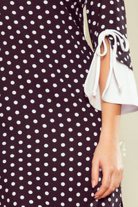 232-1 GRACE dress with white sleeves - black in white polka dots