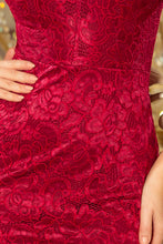 Load image into Gallery viewer, Numoco 234-1 Lace dress with flared sleeves - burgundy color