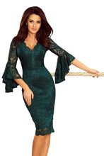 Load image into Gallery viewer, Numoco 234-2 Lace dress with flared sleeves - green