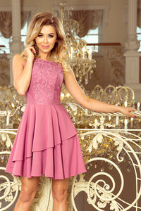 Numoco 236-1 XENIA - Dress with frill and lace - light purple