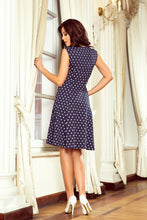 Load image into Gallery viewer, Numoco 241-1 STELLA Dress with a neckline - dark blue in polka dots
