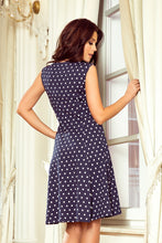 Load image into Gallery viewer, Numoco 241-1 STELLA Dress with a neckline - dark blue in polka dots