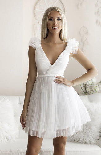 SENAT SHORT PLEATED  DRESS WHITE 66003-2