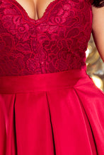 Load image into Gallery viewer, 242-2 ANNA dress with neckline and lace - Burgundy color