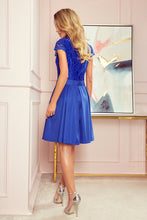 Load image into Gallery viewer, Numoco 242-3 ANNA dress with neckline and lace - Royal Blue