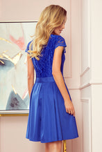 Load image into Gallery viewer, Numoco 242-3 ANNA dress with neckline and lace - Royal Blue