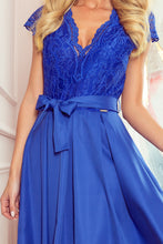 Load image into Gallery viewer, Numoco 242-3 ANNA dress with neckline and lace - Royal Blue