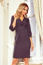 Load image into Gallery viewer, Numoco 243-1 Dress with puffed sleeves - black with polka dots