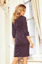 Load image into Gallery viewer, Numoco 243-1 Dress with puffed sleeves - black with polka dots