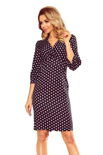 Load image into Gallery viewer, Numoco 243-1 Dress with puffed sleeves - black with polka dots