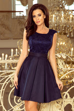 Load image into Gallery viewer, Numoco 244-2 FLORA dress with round neckline and lace - navy blue