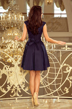 Load image into Gallery viewer, Numoco 244-2 FLORA dress with round neckline and lace - navy blue