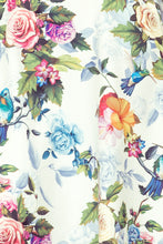 Load image into Gallery viewer, Numoco 245-1 Long dress with frill and cleavage - colorful roses and blue birds
