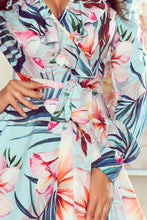 Load image into Gallery viewer, 245-2 Long dress with frill and cleavage - pink flowers