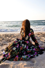 Load image into Gallery viewer, Numoco 245-3 Long dress with frill and cleavage - red flowers
