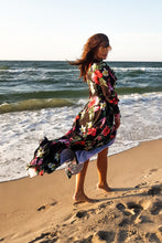 Load image into Gallery viewer, Numoco 245-3 Long dress with frill and cleavage - red flowers