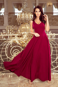 Numoco 246-1 CINDY long dress with a neckline - burgundy