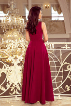 Load image into Gallery viewer, Numoco 246-1 CINDY long dress with a neckline - burgundy