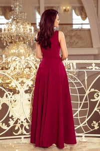 Numoco 246-1 CINDY long dress with a neckline - burgundy