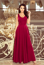 Load image into Gallery viewer, Numoco 246-1 CINDY long dress with a neckline - burgundy