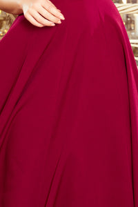 Numoco 246-1 CINDY long dress with a neckline - burgundy