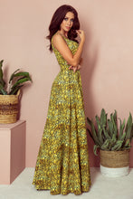 Cargar imagen en el visor de la galería, 246-2 CINDY long dress with a neckline - gold + black