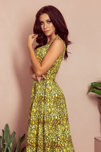 Cargar imagen en el visor de la galería, 246-2 CINDY long dress with a neckline - gold + black